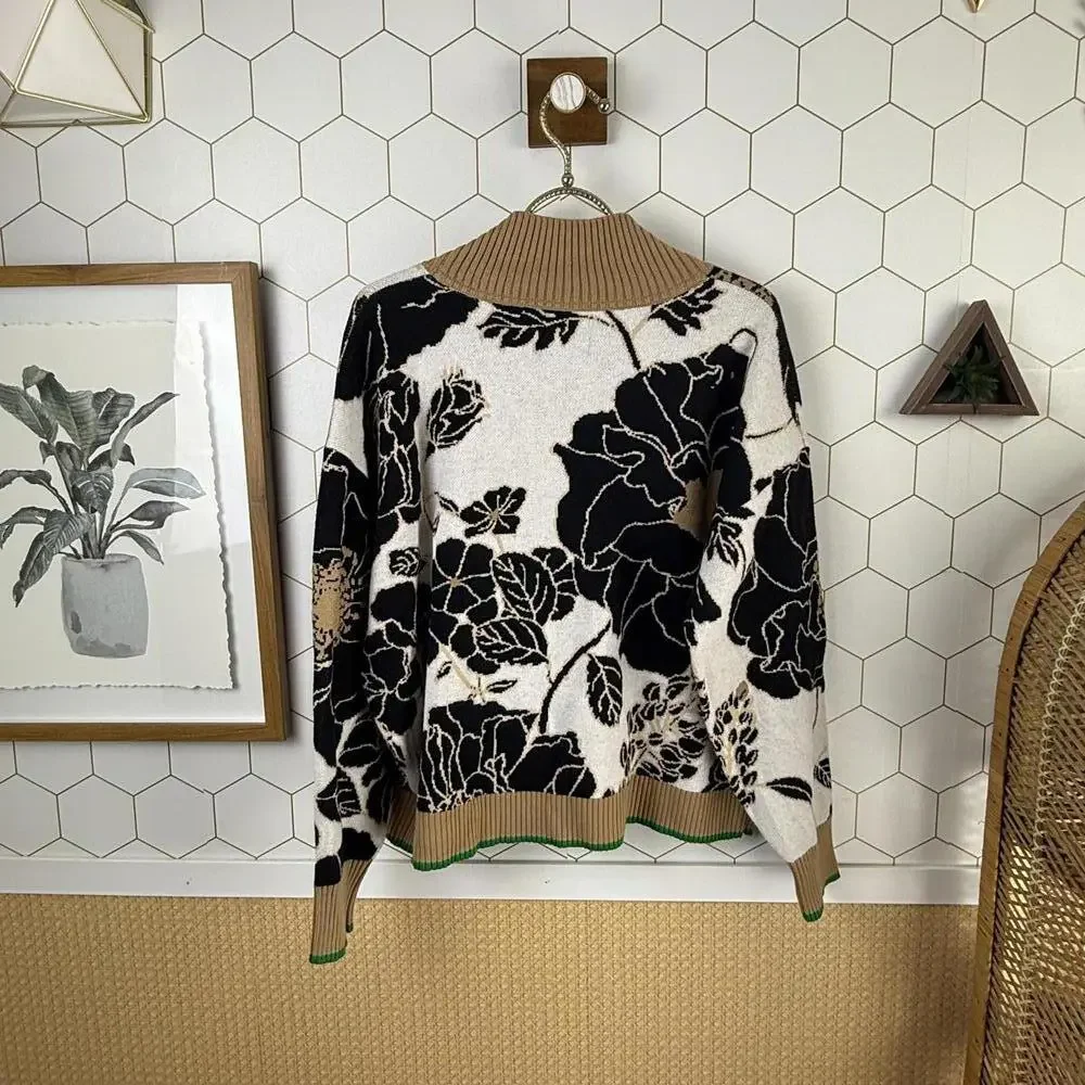 Maeve by Anthropologie Tan Montana Mock-Neck Half-Zip Sweater - Size - Medium - Picture 5 of 9